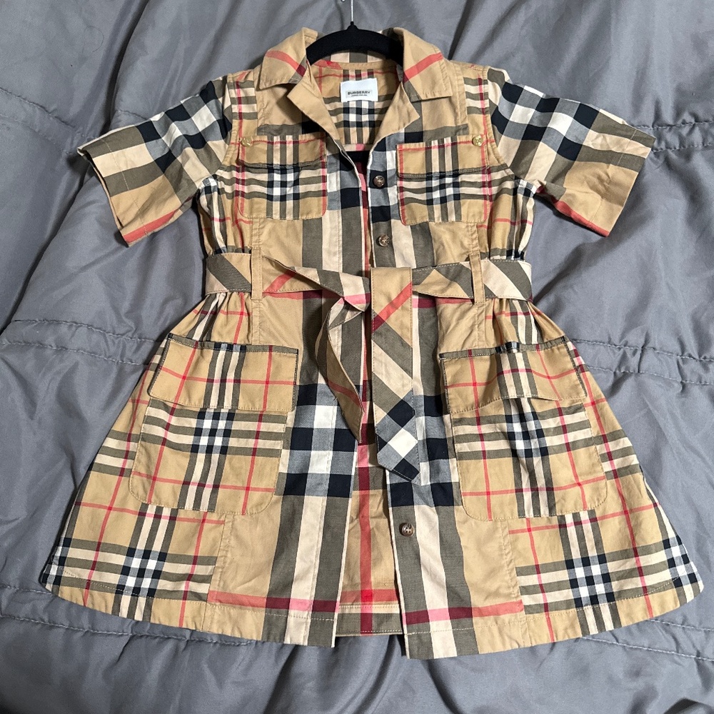 Burberry Kids Dress in Beige and Black Check